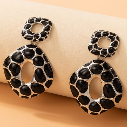 Boho Leopard Print Square Geometric Earrings