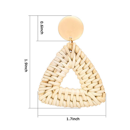 Exaggerated Handmade Rattan Woven Copper Earrings