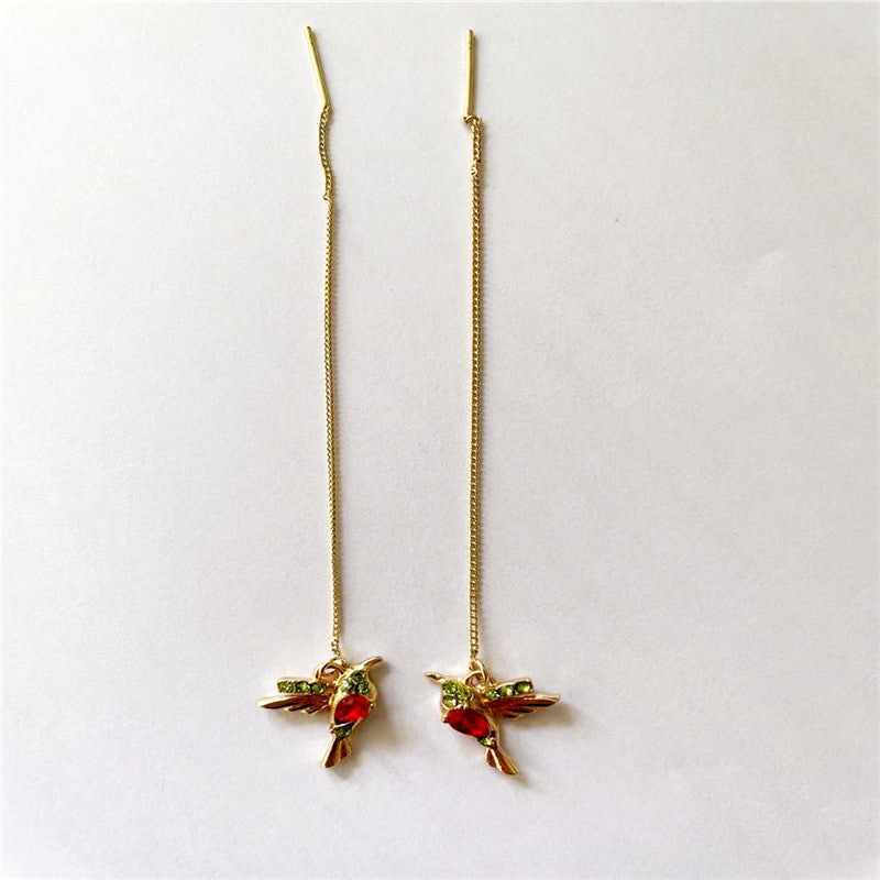 Zircon Hummingbird Winged Bird Earrings