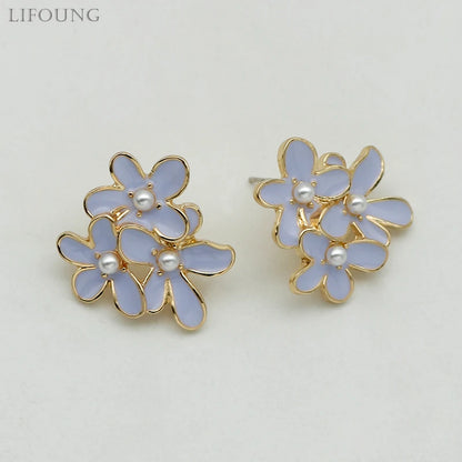 Oil multi flower earrings
