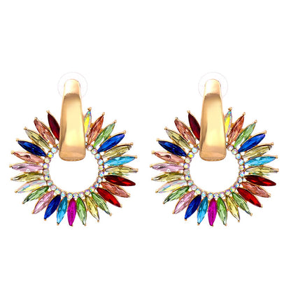 Bohemian Colorful Crystal Round Hoop Earrings
