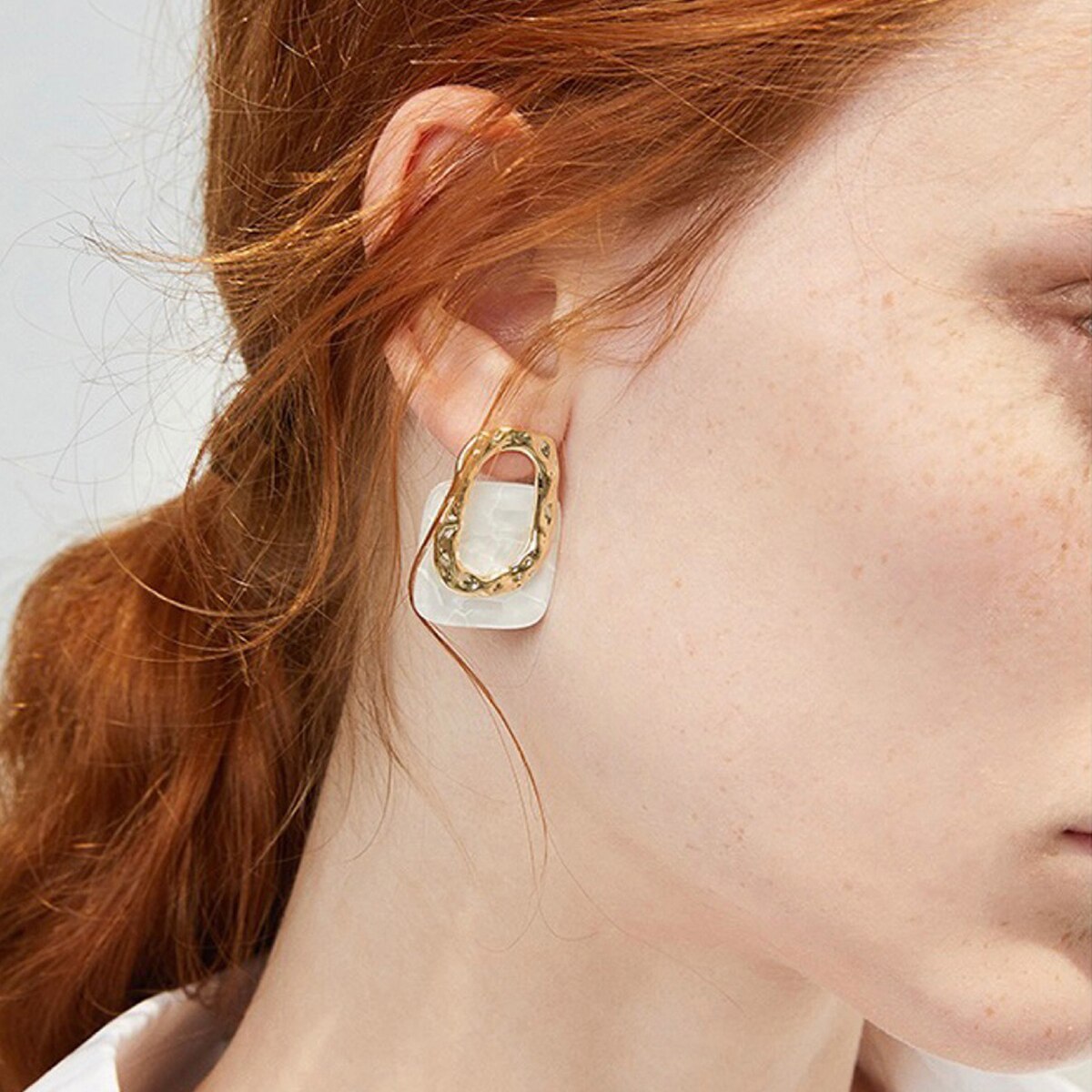 Acrylic Geometric Square Hanging Stud Earrings
