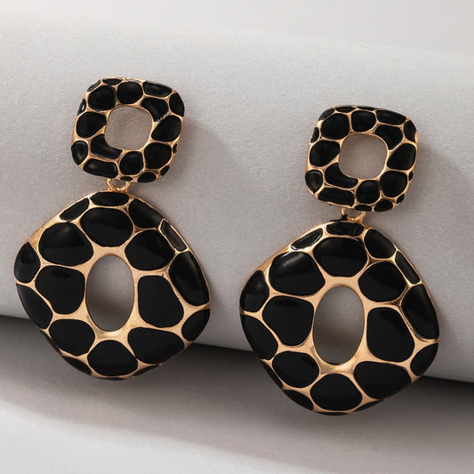 Boho Leopard Print Square Geometric Earrings