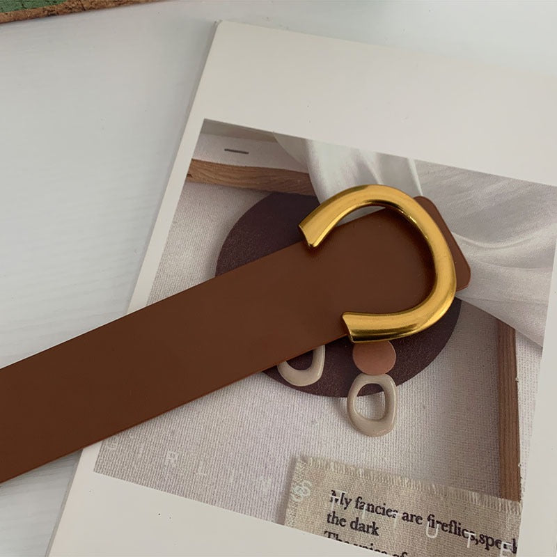 Wide half circle buckle belt