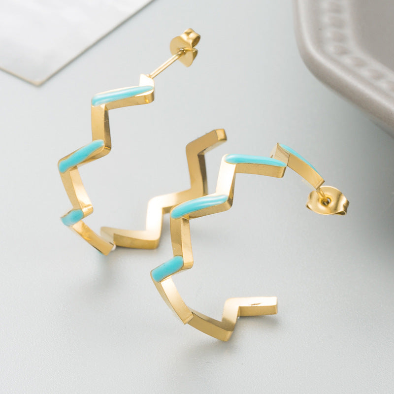 Style Geometric Stainless Steel Earrings – Electroplated