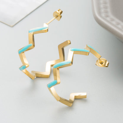 Style Geometric Stainless Steel Earrings – Electroplated