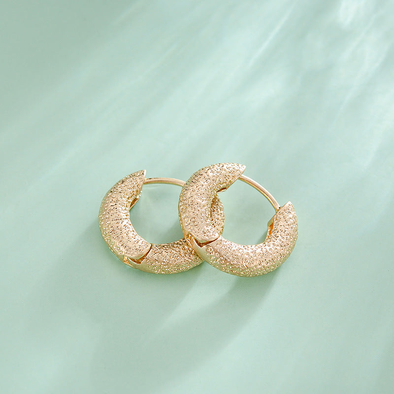 Small Round Textured - Simple Earrings