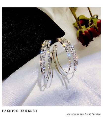 C-Shaped Diamond Hoop Earrings
