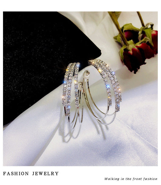 C-Shaped Diamond Hoop Earrings