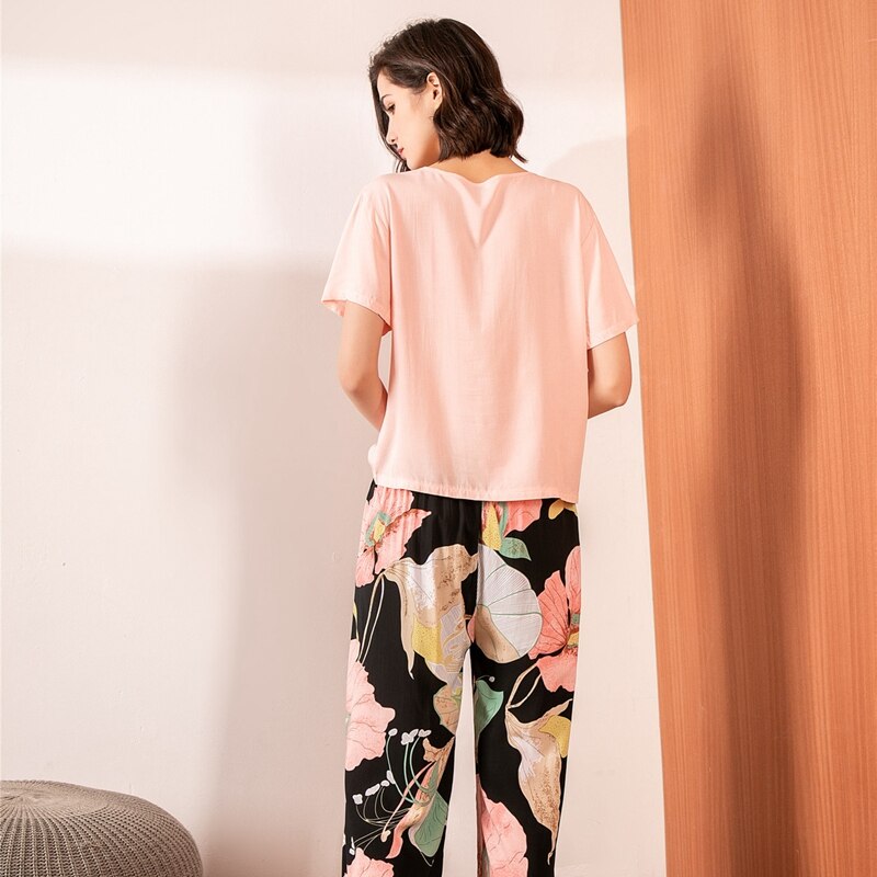 Floral V-Neck Pajama Set