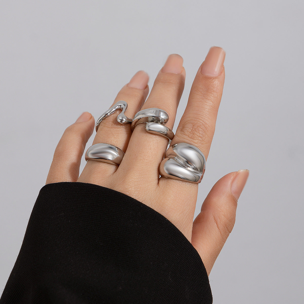 Lava Curve Geometric Open Ring