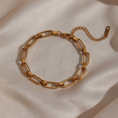 Minimalist Geometric Hollow Link Stainless Steel woman Bracelet