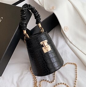 Crocodile Pattern Top Handle Bucket Bag