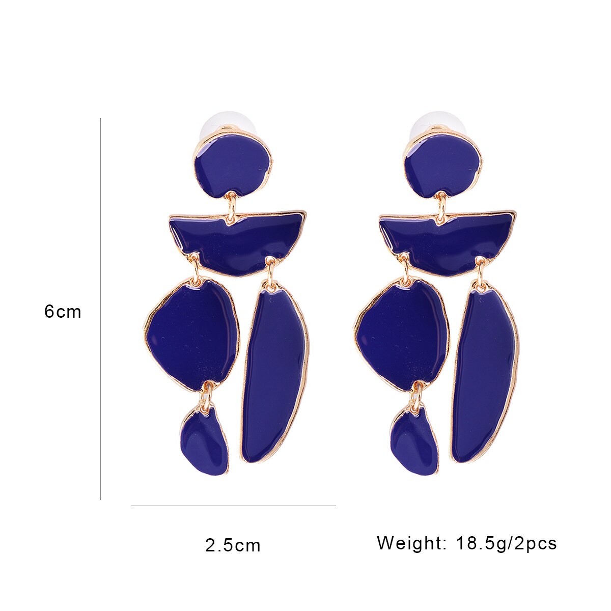 Juran Statement Gold Geometric Enamel Earrings – Fashion Exaggerated Irregular Design