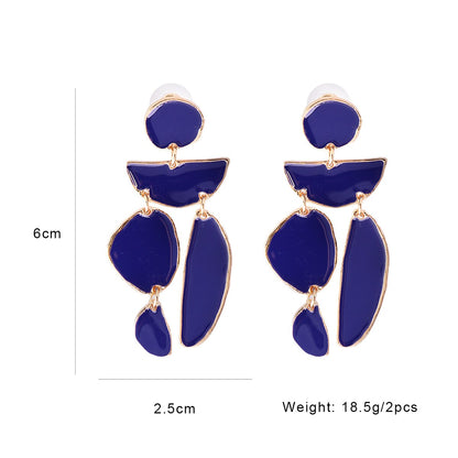 Juran Statement Gold Geometric Enamel Earrings – Fashion Exaggerated Irregular Design