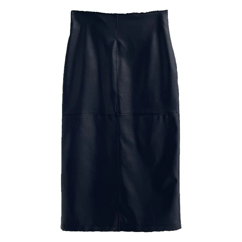 Leather high waist sagging semi skirt