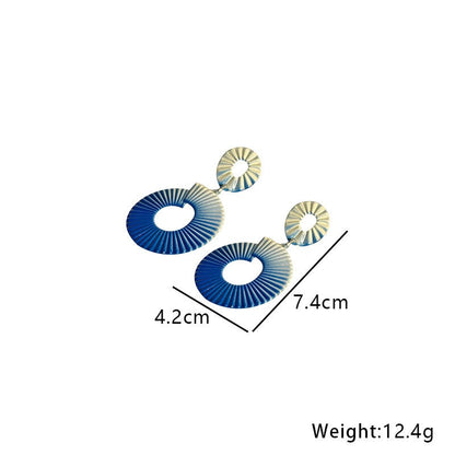 Geometric hand-painted gradient exaggerated earrings