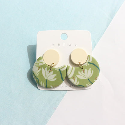 Vintage Fresh Lotus Square Geometric Earrings