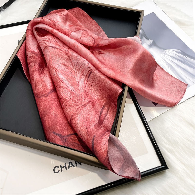Small square scarf, mulberry silk flower, Hangzhou silk scarf, versatile in spring and autumn