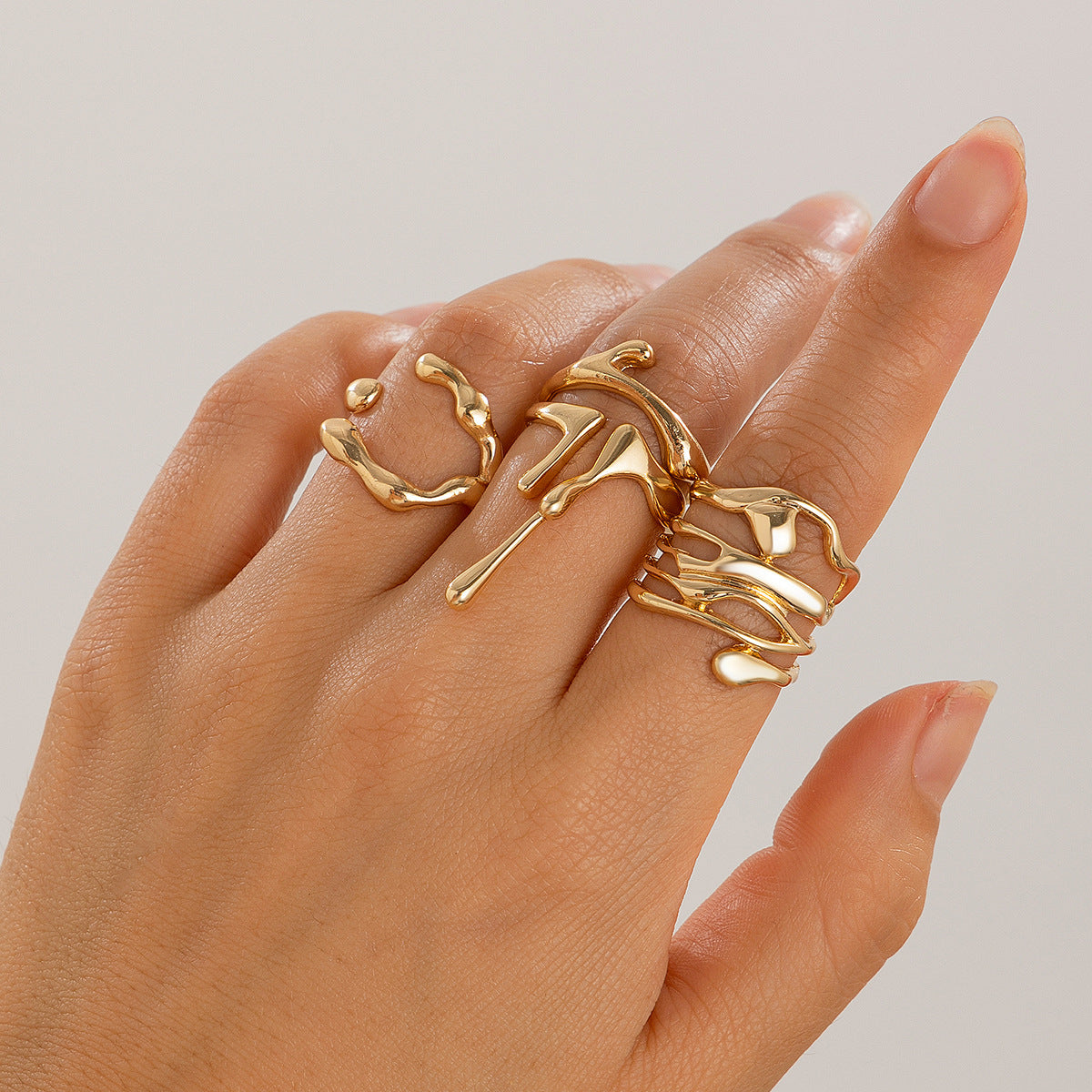 Molten Curve Open Metal Ring