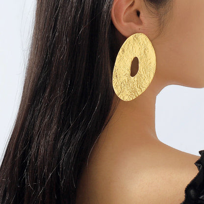 New Exaggerated Irregular Oval Earrings Fashion Hollow out Metal Geometric Large Earrings For Women Jewelry Gift Wholesale