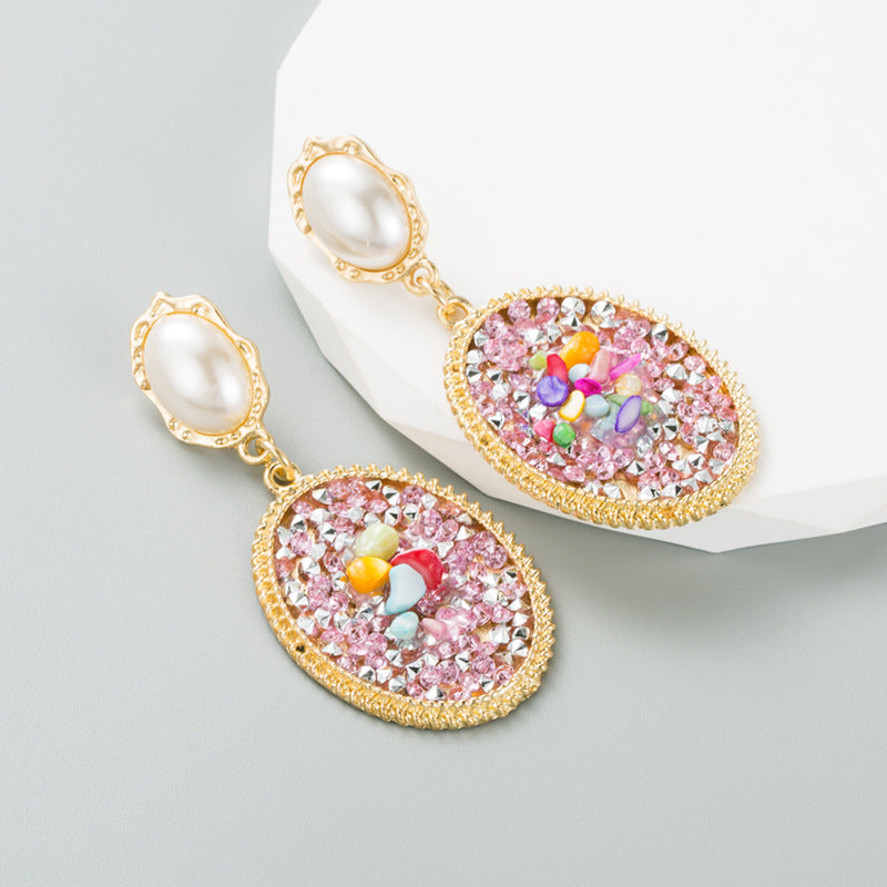 European & American Style Gold-Plated Statement Earrings – 7.5 cm