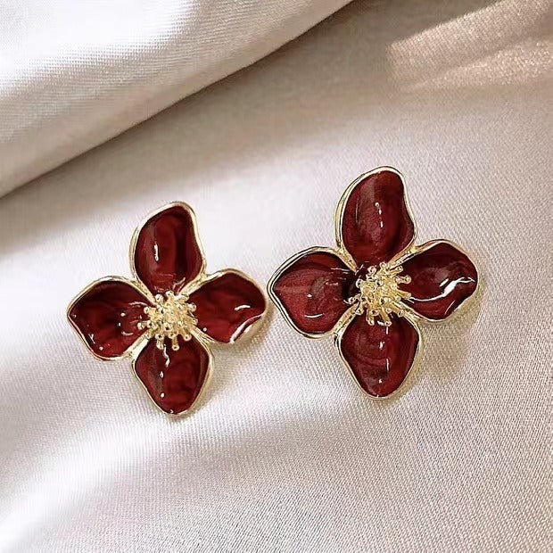 Vintage flower glaze earrings