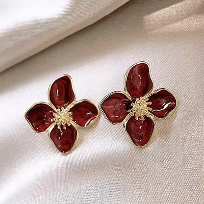 Vintage flower glaze earrings