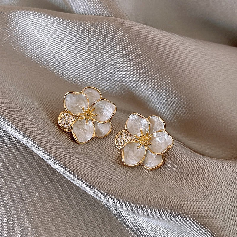 White flower fairy earrings