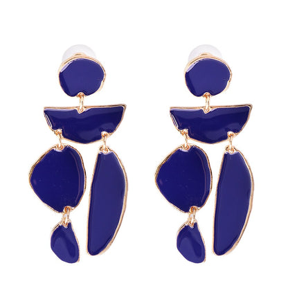 Juran Statement Gold Geometric Enamel Earrings – Fashion Exaggerated Irregular Design