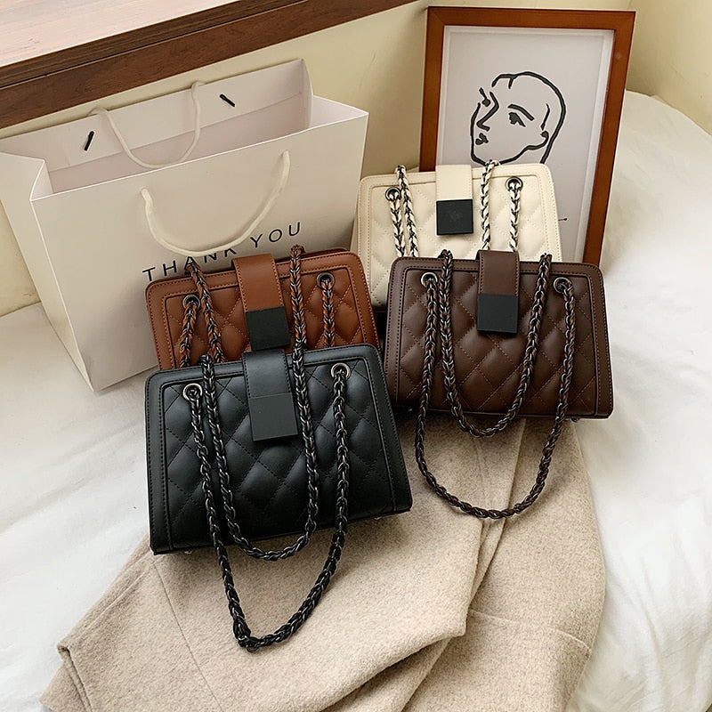 Black PU Leather Crossbody Bag For Women