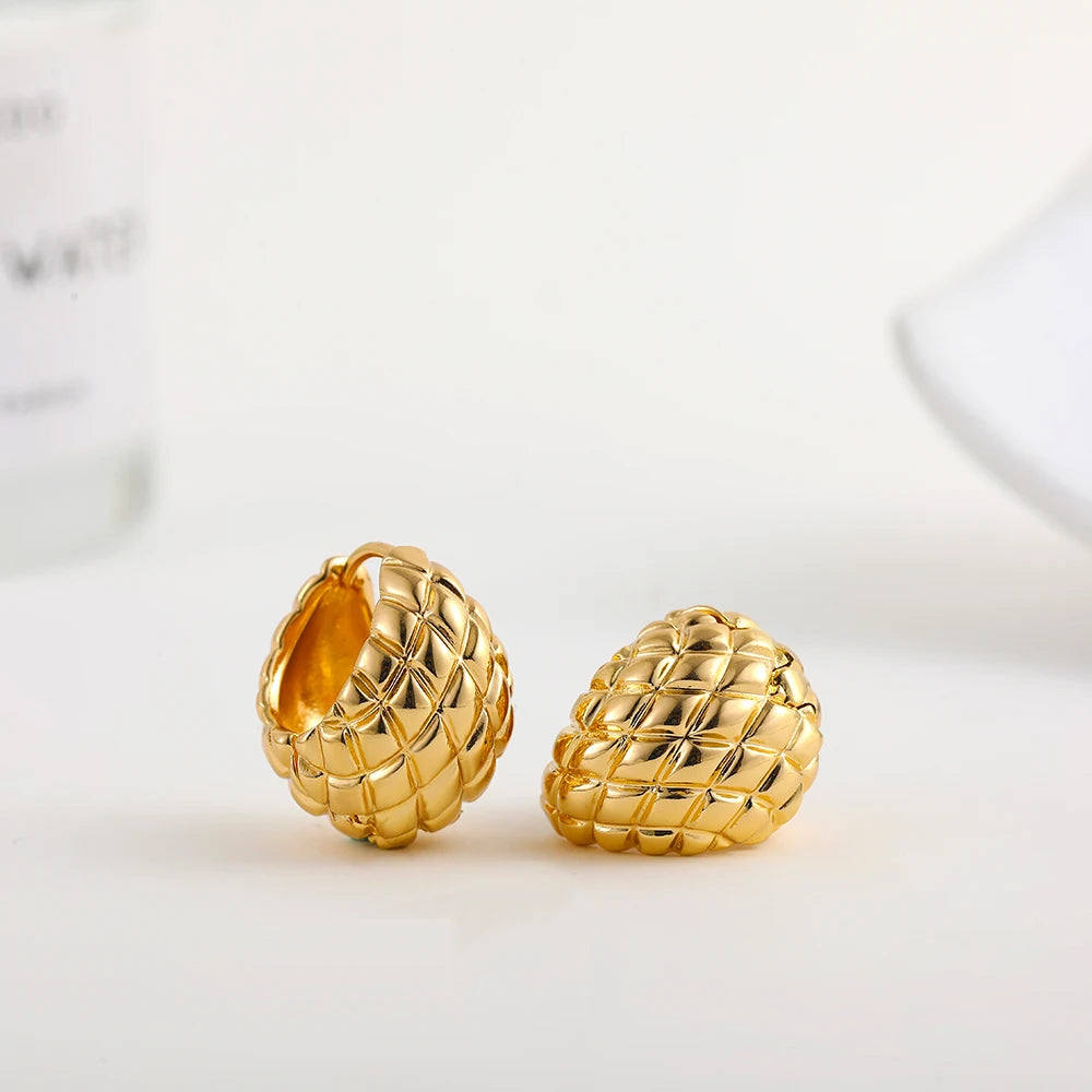 Pineapple pattern Chunky Hoop Earrings