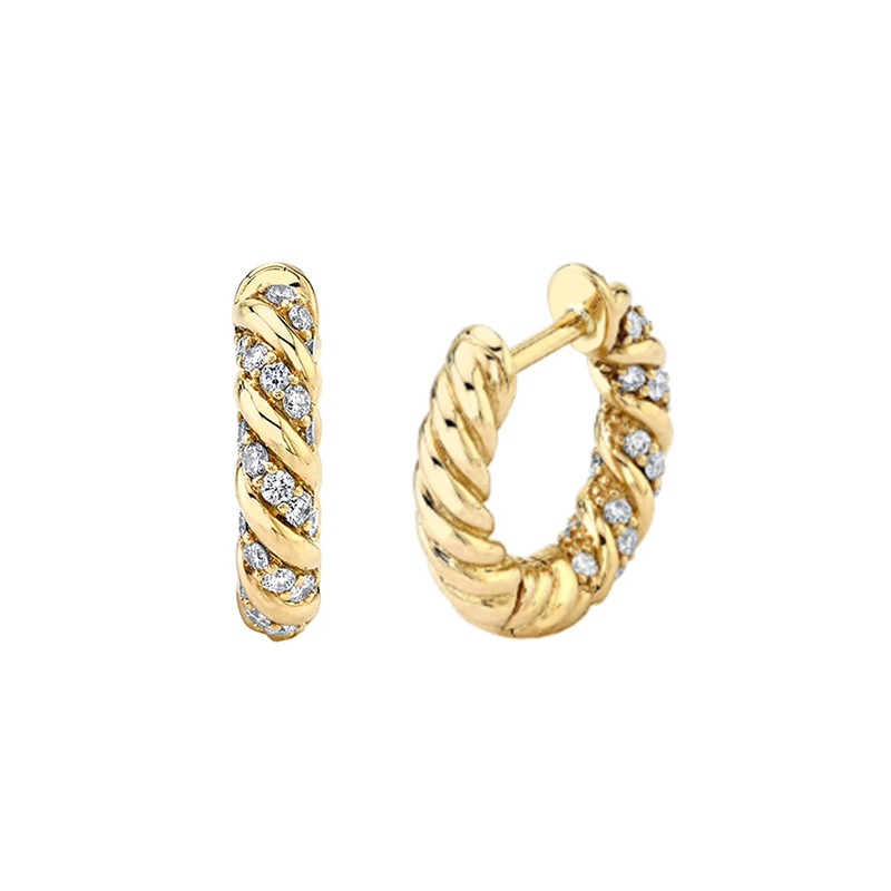 925 Sterling Silver Twist Hoop Earrings with Cubic Zircon – 18K Gold & Platinum Plated Trend Jewelry for Women