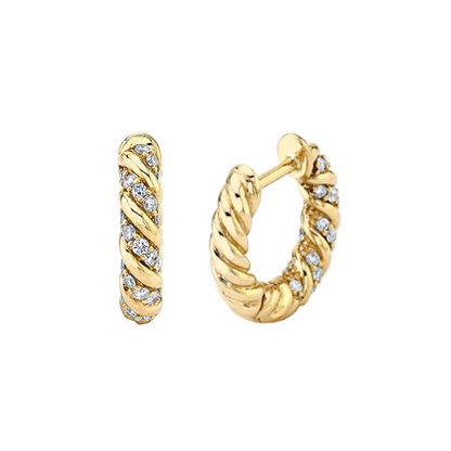 925 Sterling Silver Twist Hoop Earrings with Cubic Zircon – 18K Gold & Platinum Plated Trend Jewelry for Women