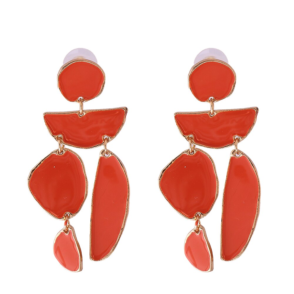 Juran Statement Gold Geometric Enamel Earrings – Fashion Exaggerated Irregular Design