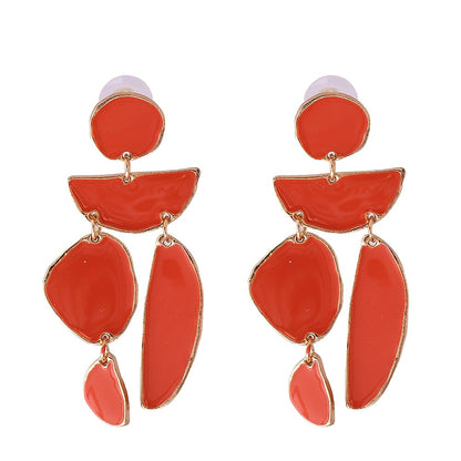 Juran Statement Gold Geometric Enamel Earrings – Fashion Exaggerated Irregular Design