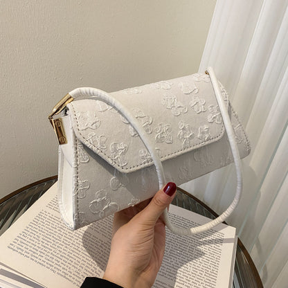 Women Bag Solid Color New Trendy Tote Bag Printing Fashion Hand-Held One-Shoulder Underarm Bag Western Style Oblique Cross Small Bag