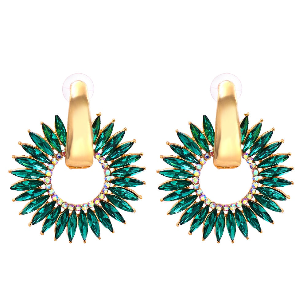 Bohemian Colorful Crystal Round Hoop Earrings