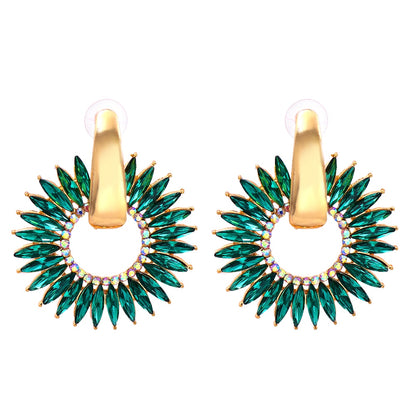 Bohemian Colorful Crystal Round Hoop Earrings