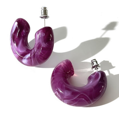 C-shaped acrylic candy mixed earrings