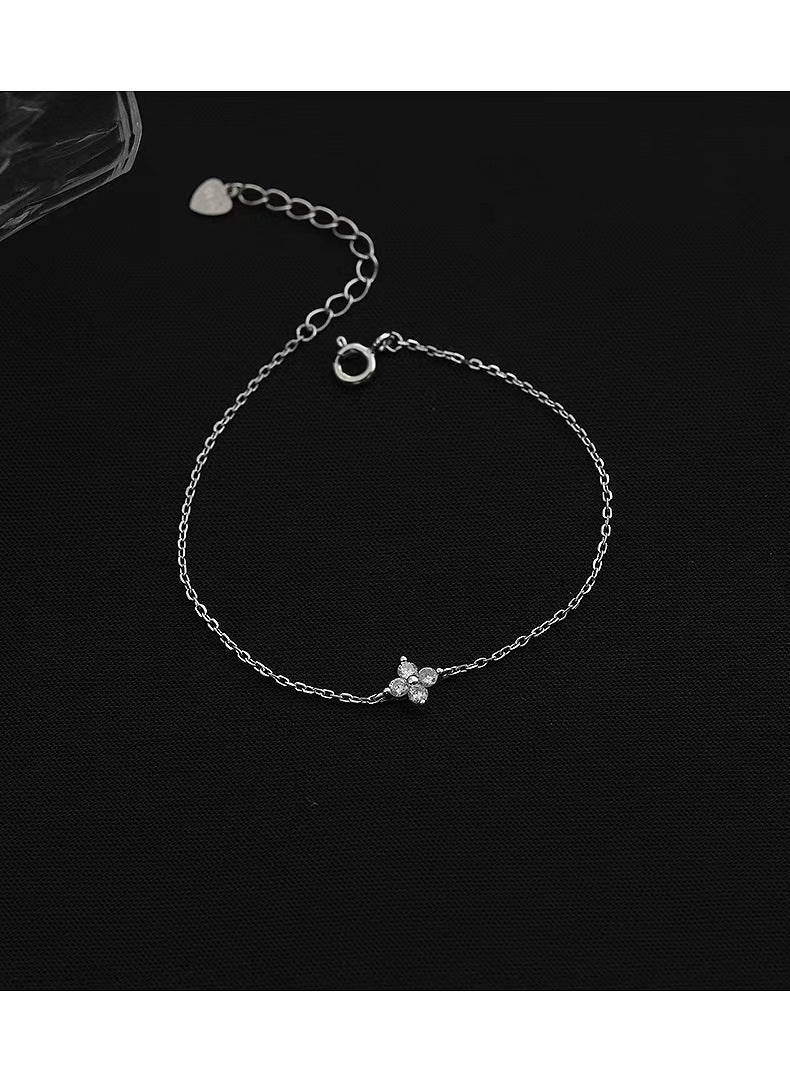 925 Sterling Silver Mini Flower Zircon Bracelet