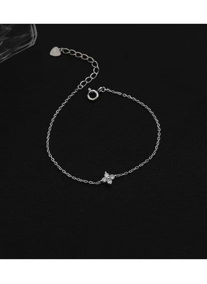 925 Sterling Silver Mini Flower Zircon Bracelet