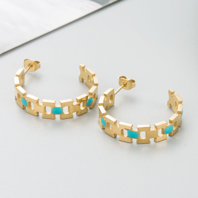 Style Geometric Stainless Steel Earrings – Electroplated