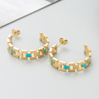 Style Geometric Stainless Steel Earrings – Electroplated