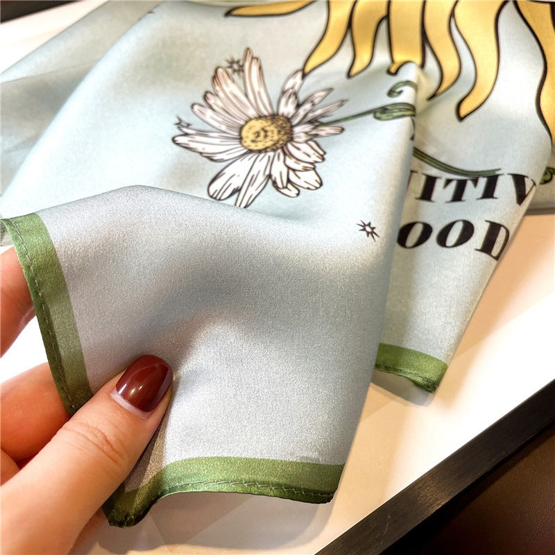Sun Goddess Silk Scarf Elegant and Fashionable Decoration for Women Silk Scarf