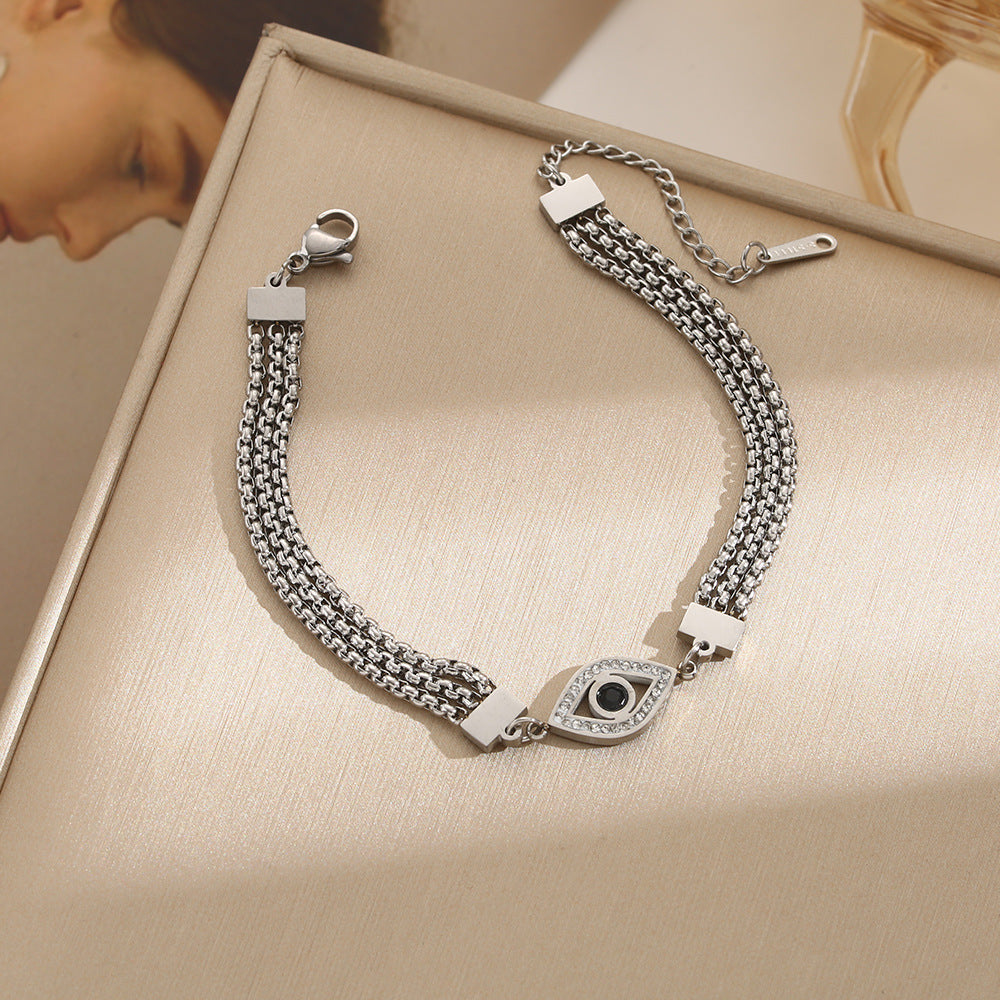 Evil Eye Stainless Steel Statement Bracelet For Women