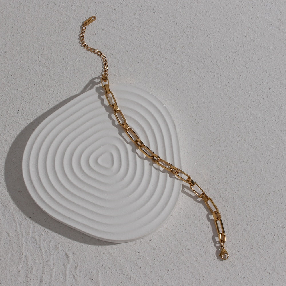 Minimalist Geometric Hollow Link Stainless Steel woman Bracelet