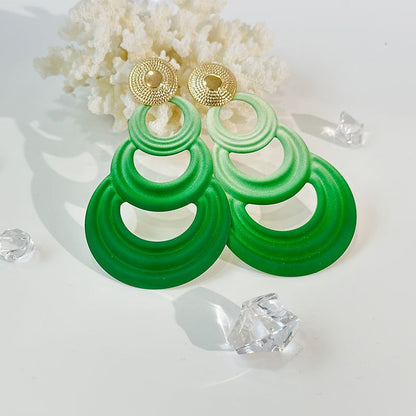 Fashion exaggerated stitching geometric circular gradient earrings