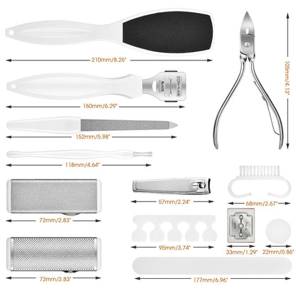 White Hand Grinding Foot 22-Piece Set Foot Exfoliation Calluses Scrub Scraping Foot Tool Nail Scissors