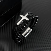 Men Handmade Braided Vintage Cross Bracelet